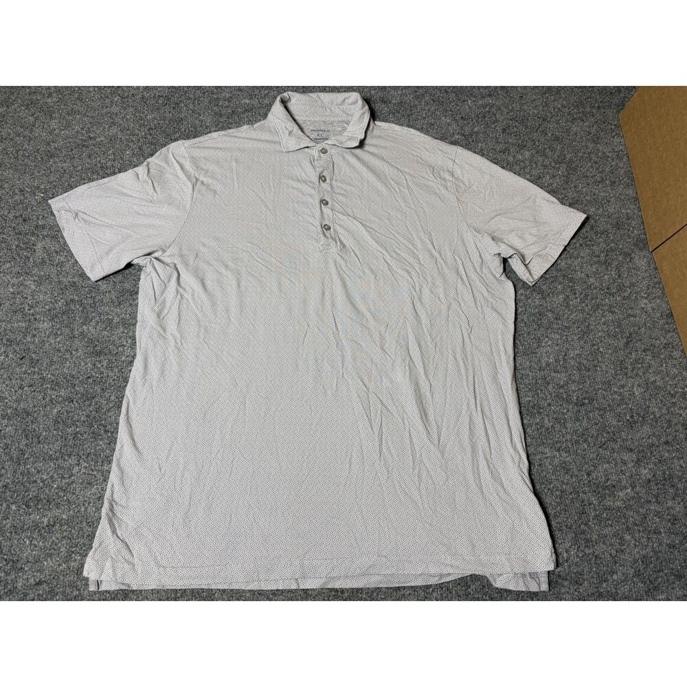 Johnnie-O Polo Shirt Mens XL Gray Linxter Geometric Stretch Jersey Knit Casual